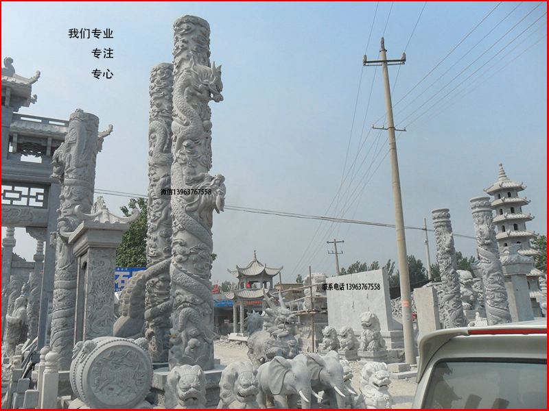 龙柱厂家设计浮雕石龙柱图片