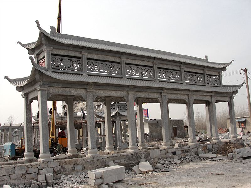 中式石雕长廊亭子
